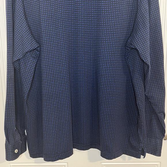 Cremieux Men's Classic Polo Shirt Size XL Black/Blue Polka Dot Long Sleeve - Picture 12 of 14